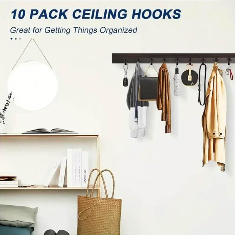 5/10Pcs Stainless Steel Screw Mounted Ceiling Hooks  UnderShelf Towel  Heavy Duty Hanger for Bathroom Cabinet Garage