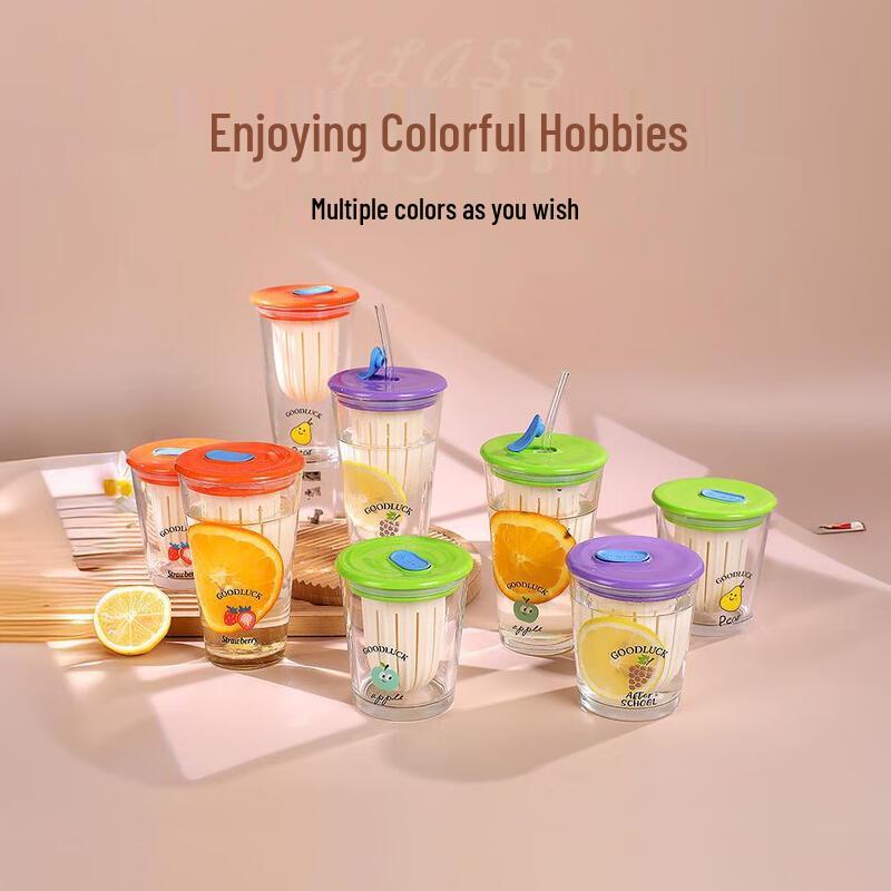 Cartoon Glass Cold Brew Cup with Straw