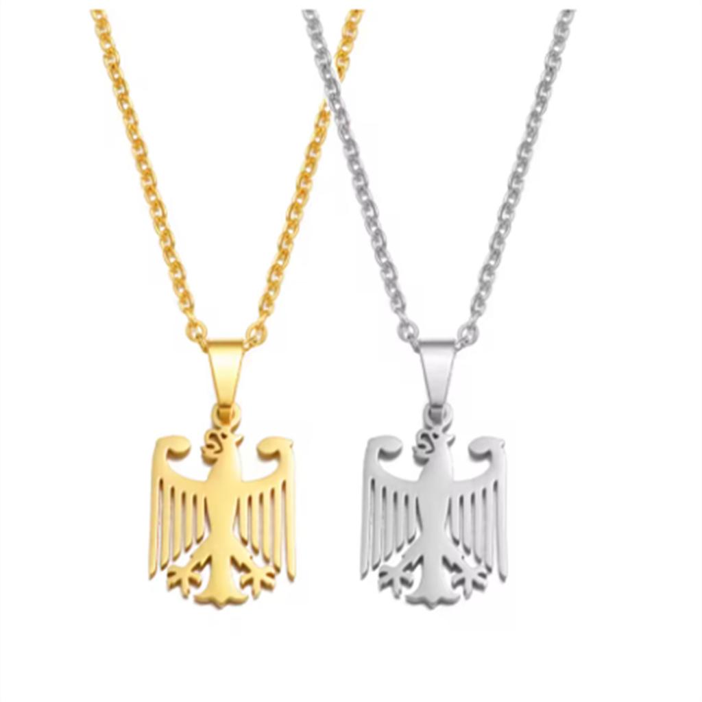 Collana Pendente alla Moda e Unica con Aquila Emblema Nazionale in Acciaio Inossidabile