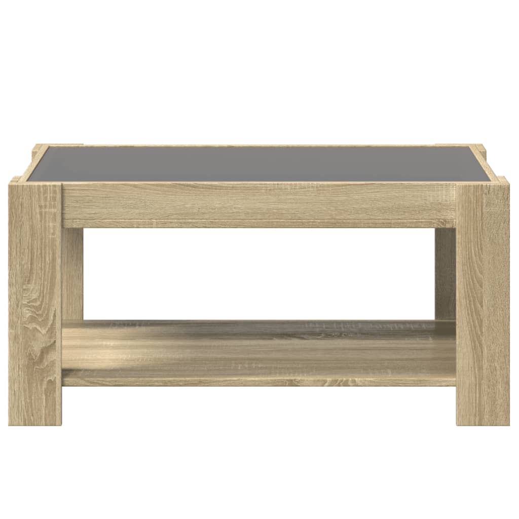 LED Coffee Table in Sonoma Oak 93 x 53 x 45 cm Particleboard