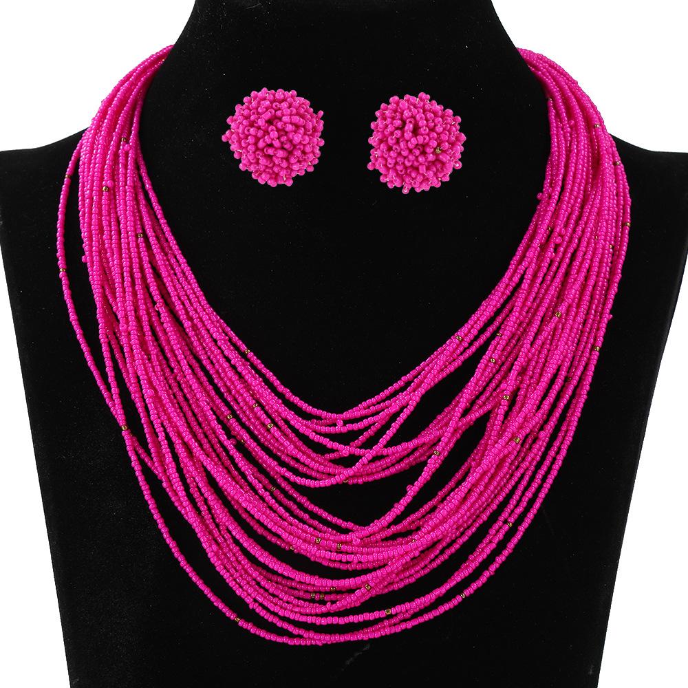 Богемський Багатошаровий Набір Сережок з Рисового Бісеру Ланцюжок для Светра Жіночі Багатошарові Прикраси Ретро Етнічний Стиль