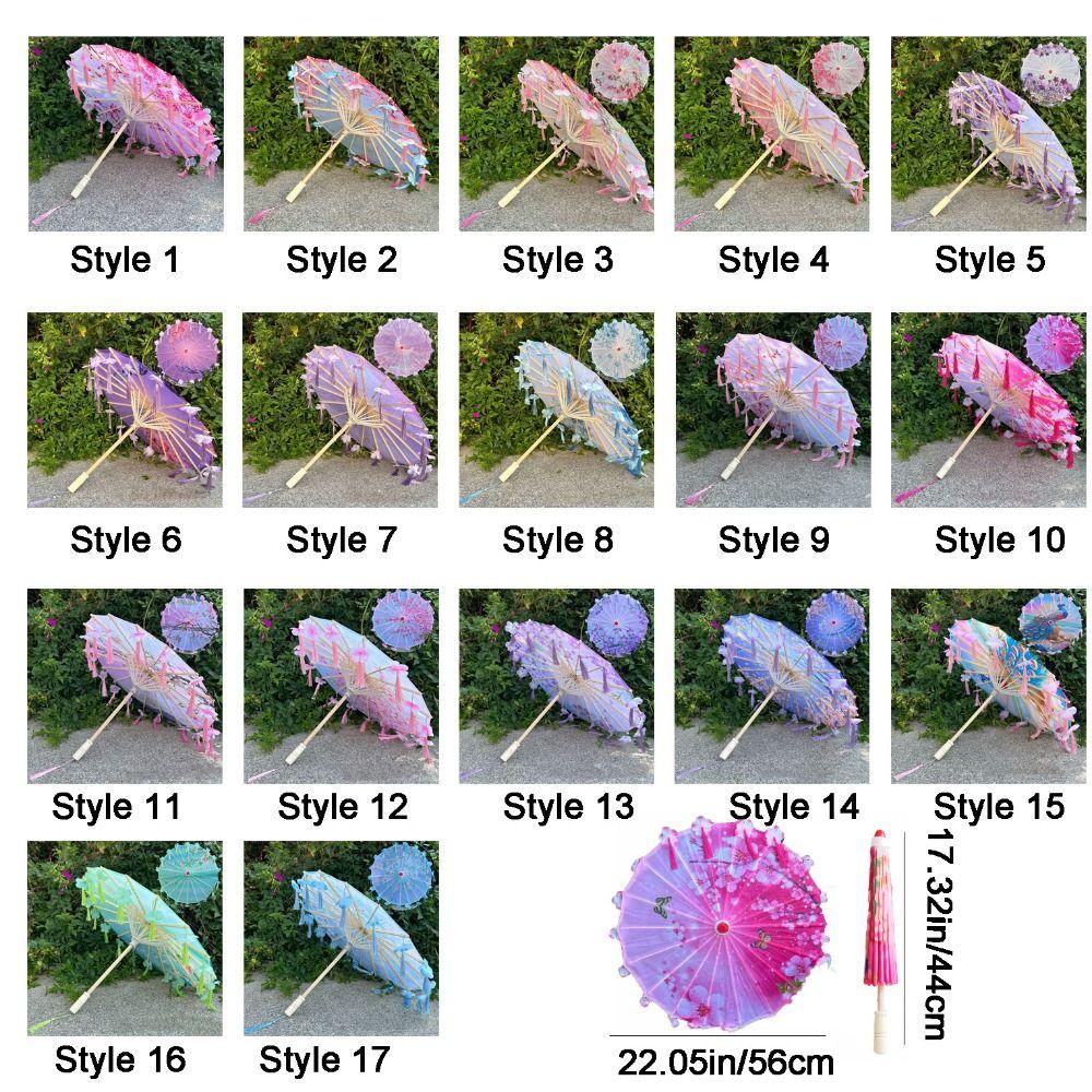 56cm Fabric Tassel Umbrella Handheld Chinese Style Ancient Dance Umbrella Rainproof Windproof Chinese Antique Umbrella
