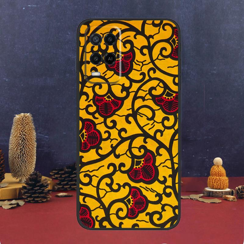 Afrikanischer Wachsmusterstoff für OPPO A17 A77 A58 A78 A98 A15 A5 A9 A96 A76 A16 A54 A74 A94 A52 A72 A79 A57S A53S Hülle