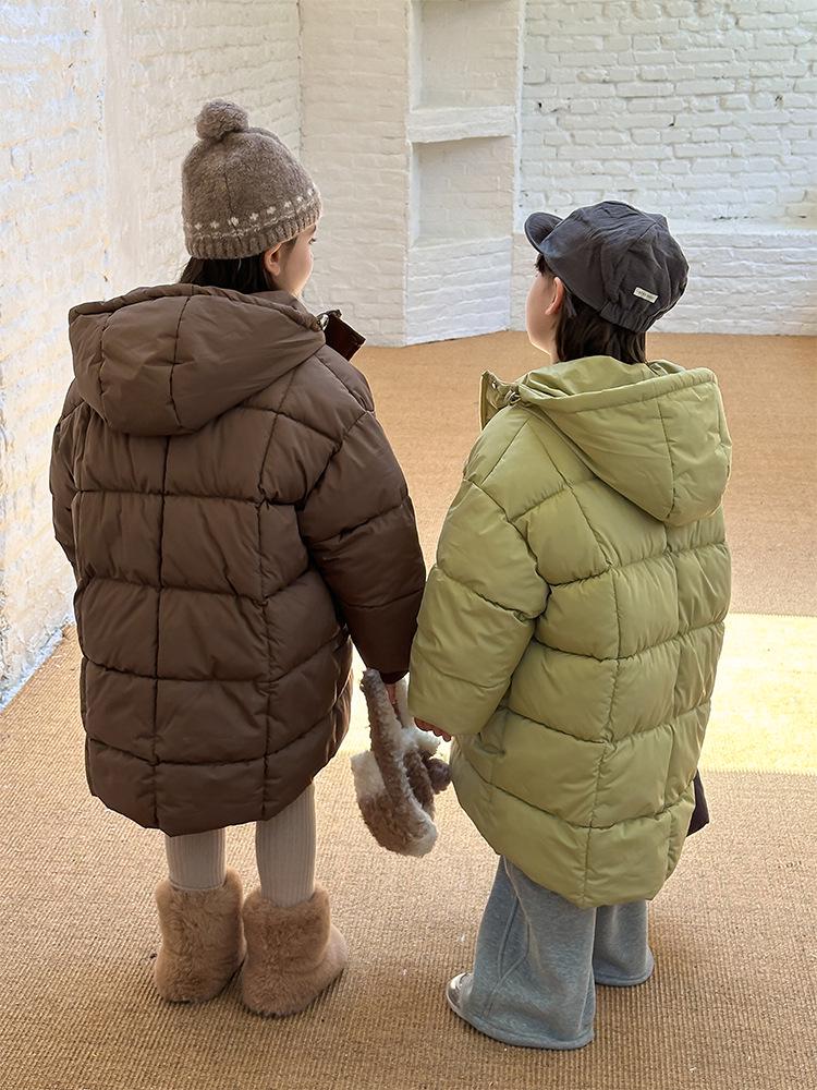 Kinder Winter 2025 Mittellanger Daunenmantel - Dicke, warme Baumwolljacke für Jungen und Mädchen