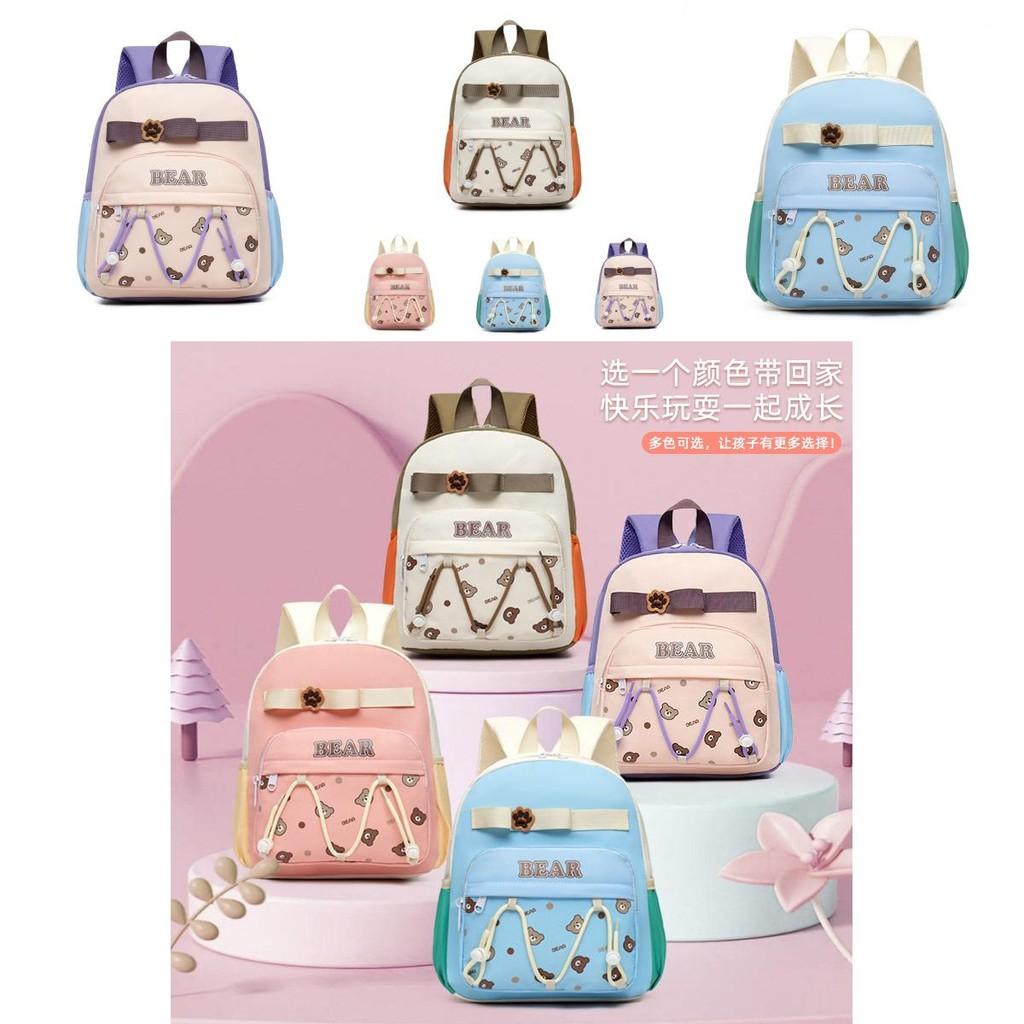 Eye-catching And Comfy Kids Oxford Fabric Backpack For Kindergarten With Adorable Bear Design For School