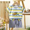 Set di Abbigliamento Estivo per Bambini Set T-shirt a Maniche Corte con Stampa di Animali Cartoni Animati Pantaloncini 2 Pezzi per Bambini e Bambine Morbido Cotone Abbigliamento Casual Quotidiano per Bambini