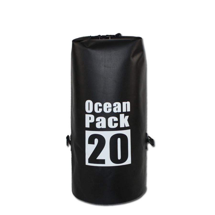 20L Motorcycle Waterproof Black Dry Bag with Shoulder Strap for Swimming Hiking