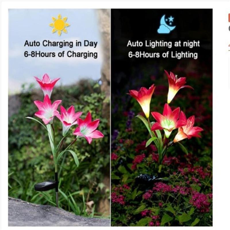1Pc  Solar Lily Ground Mounted Lamp Best Choice for Solar Flowers Outdoor Waterproof Utdoor Solar Lights Garden Lights