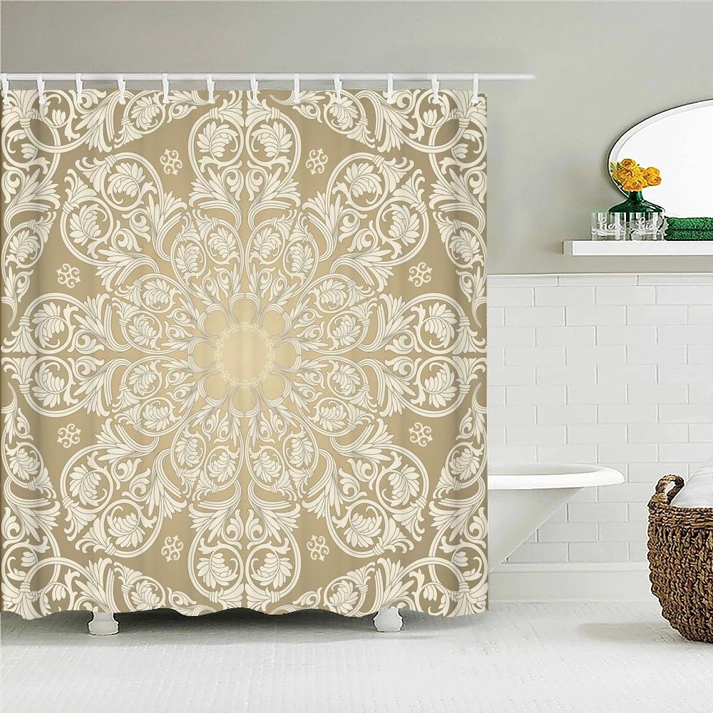 3D Printing  Mandala Pattern Shower Curtain Bathroom Curtains With 12 Hooks Indian Boho Waterproof Fabric Bathtub Decor Screen