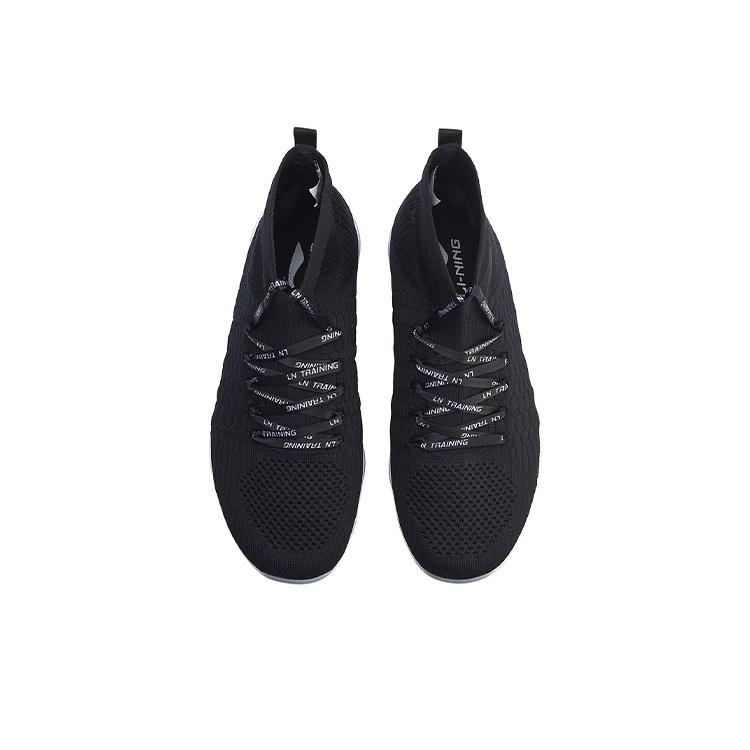Li-Ning Unbounded Fabric Shock Absorbing Non-Slip High-Top Casual Shoes Women Shoes Black White AFJN008-1