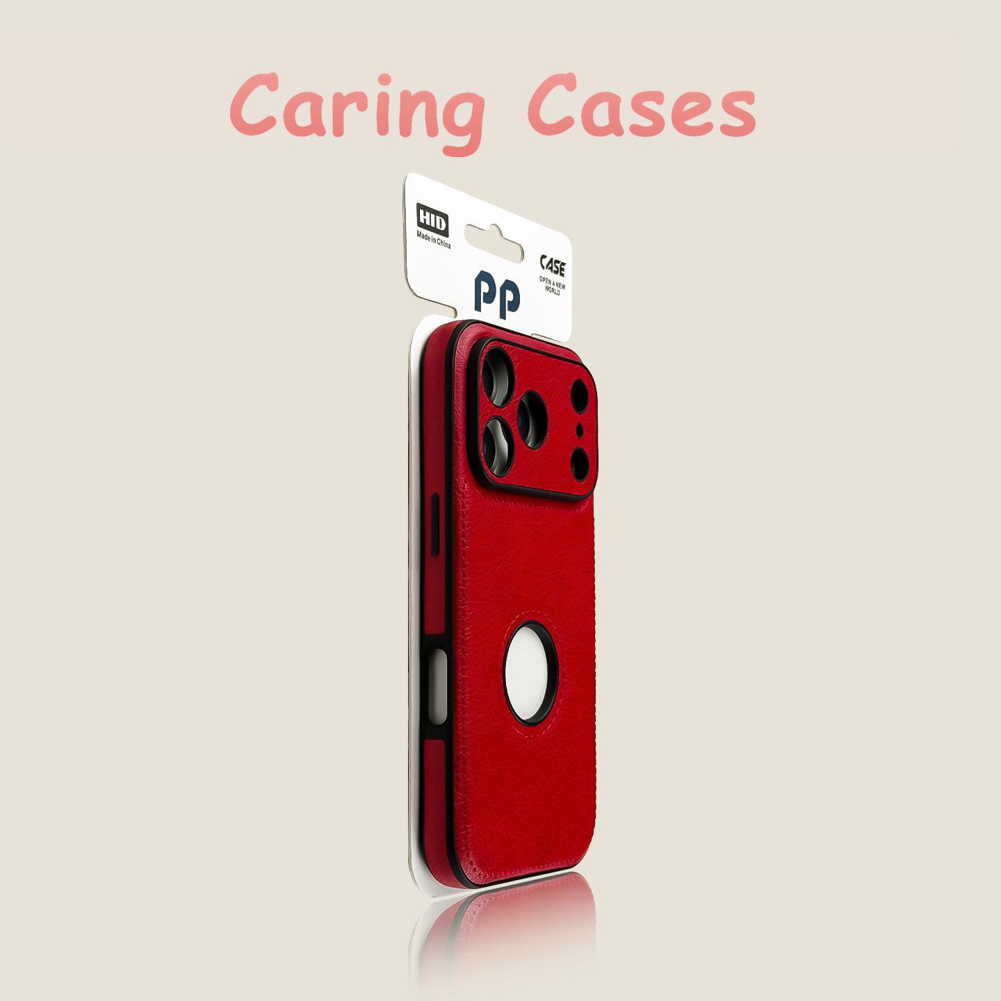 

For iPhone 17 Pro Max Case Green Leather Cutout Logo Genuine Leather Drop-Proof Premium Cover with iPhone 16 15 14 13 12 11 iPhone 16 Plus червоний