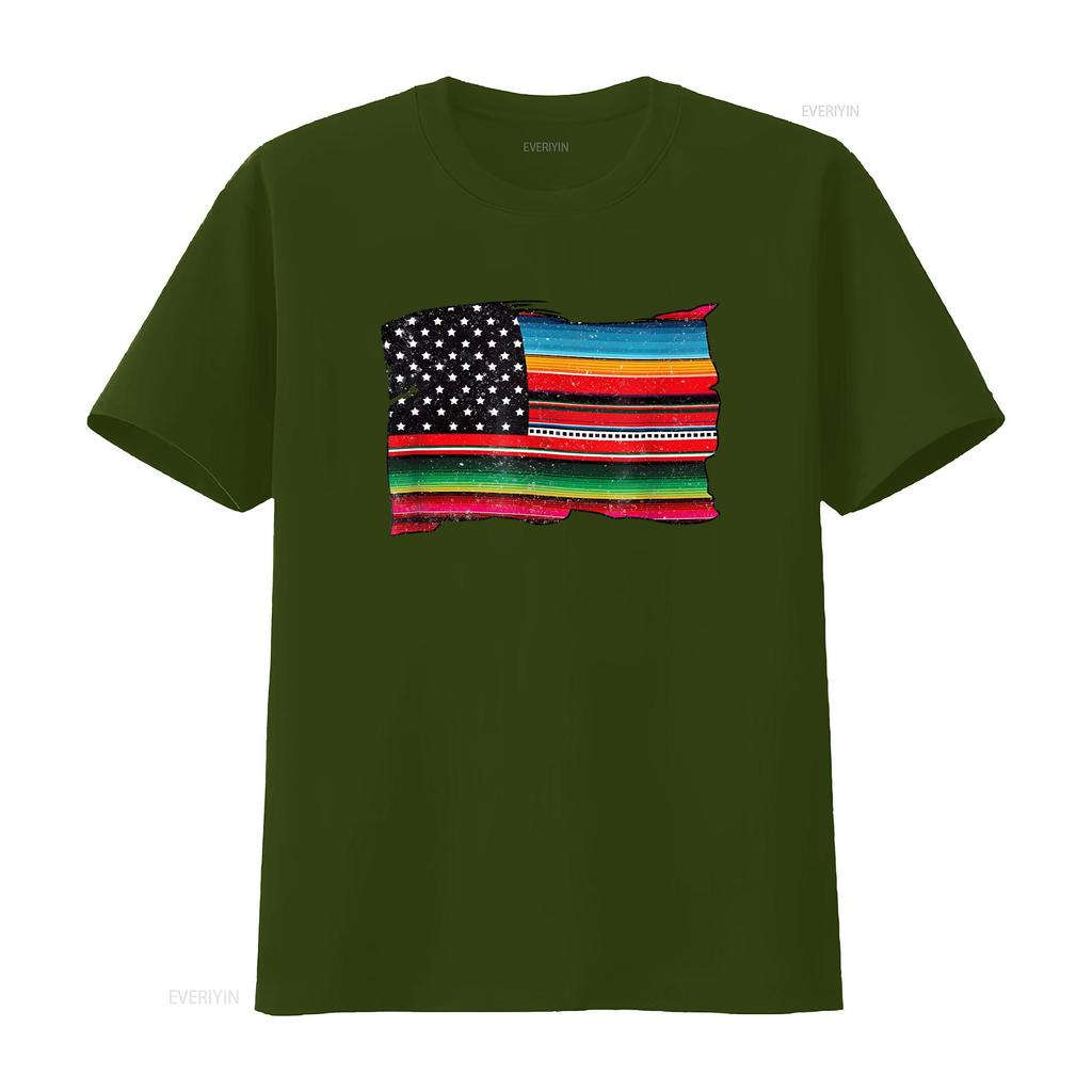 Mens Mexican American Chicano Sarape Flag T Shirt Vintage Washed Stretched Comfortable Graphic Soft Stylish Casual Unisex