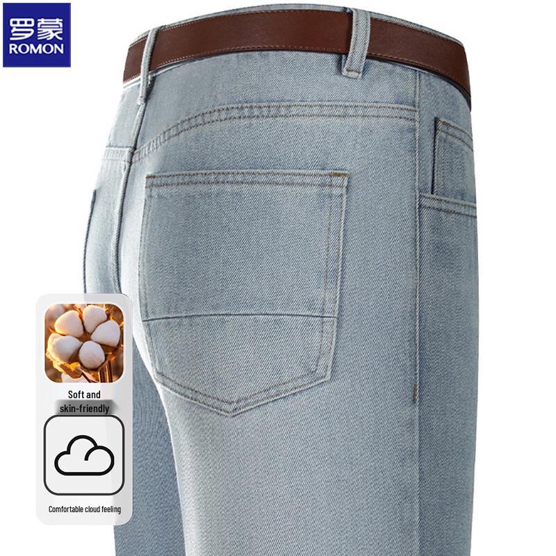 ROMON Men s Soft Denim High-Waisted Straight Jeans 34
