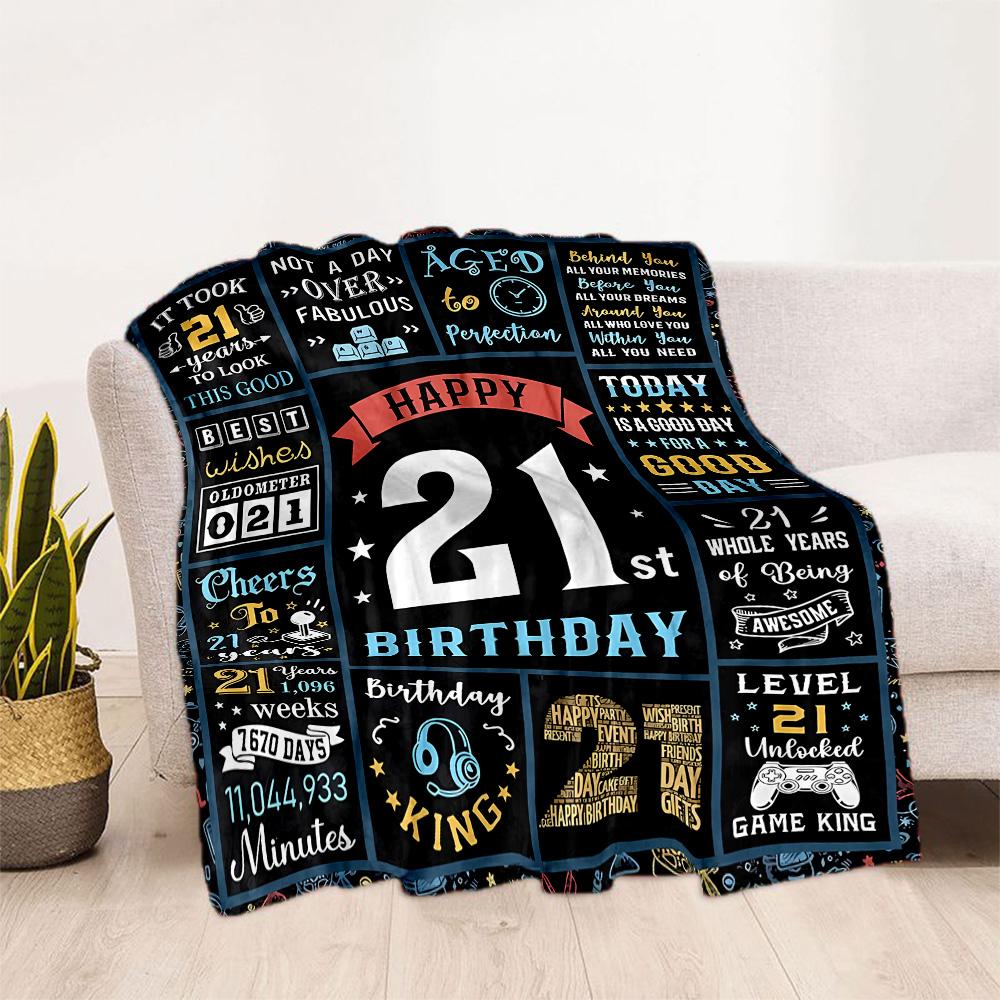 1pc 21th Birthday Celebration Blanket Soft and Warm for Sofa Office Camping Travel Livingroom Great Gift for Friends and Family Comfortable