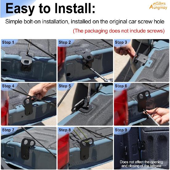 Aunginsy Tailgate Tie Down Anchor Bed Cleat Compatible with Ford Maverick 2022-2026 Accessories, Heavy Duty Truck Tailgate Bed Tie-Down Anchors Rings