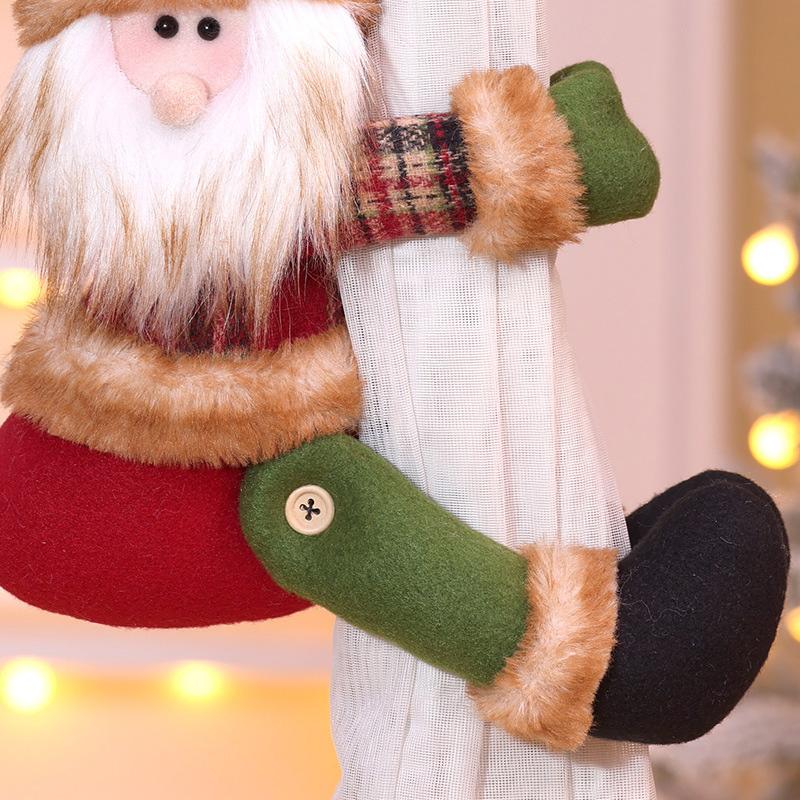 1PC Hat Designs Creative Reindeer & Santa with Sweaters Curtain Buckle Christmas Decorations Curtain Clips Christmas Snowman