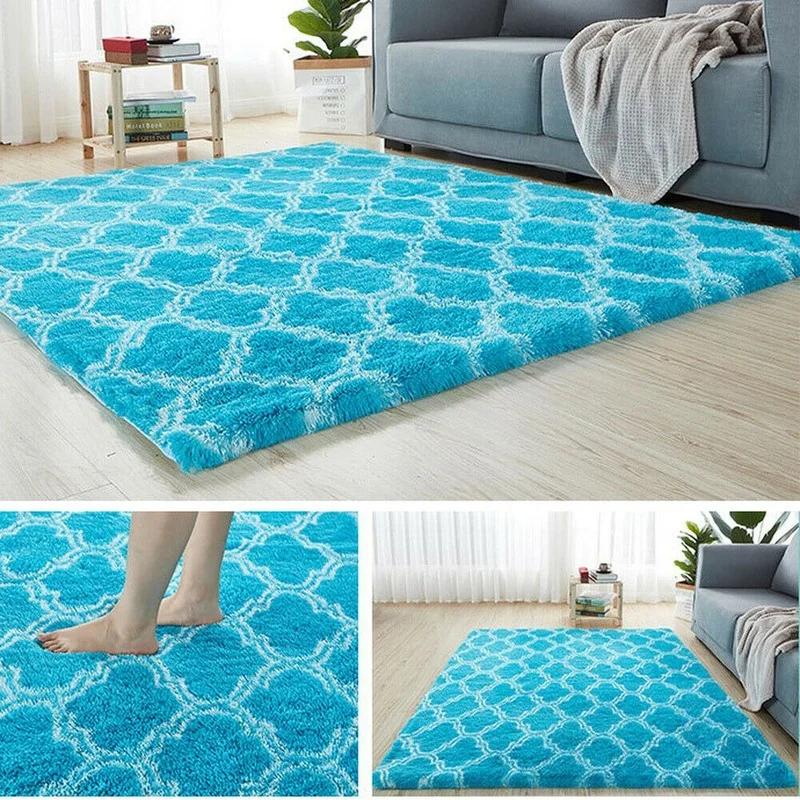 Rainbow Colorful Carpet Fluffy Rugs Tie Dyeing Soft Plush Shag Area Rug Anti-Slip Carpets For Living Room Bedroom Floor Mats