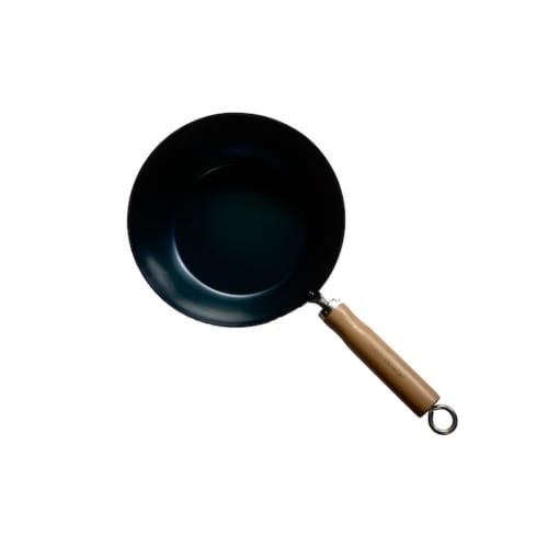 The Little China 24 Iron Frying Pan, a small iron wok that develops with use. Made in Japan, induction compatible, lightweight, no seasoning required,