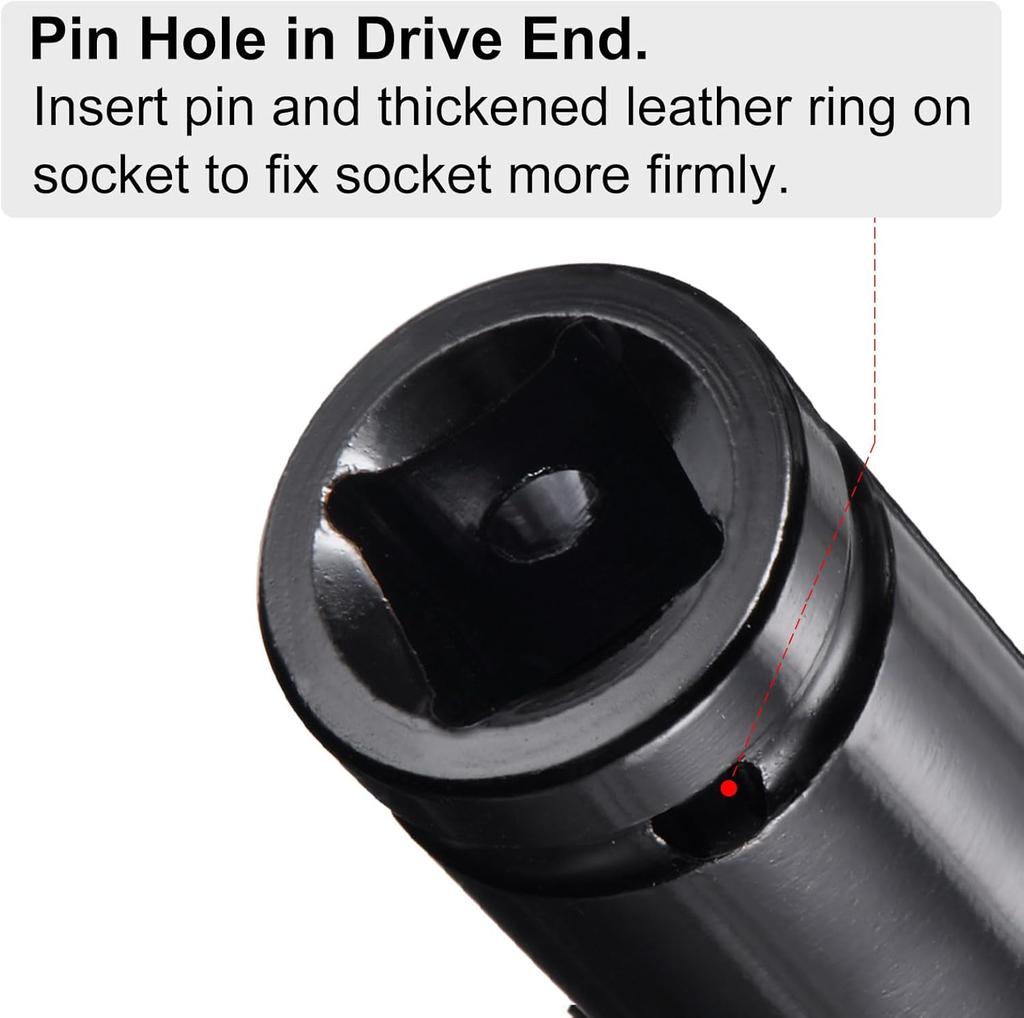 1/2 Sleeve Combination Drive Extended Socket Hexagonal Impact Sleeve Set with Portable Storage Case 8-32mm Torque for Car Repair