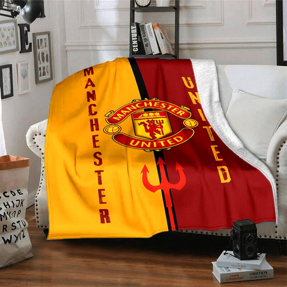 1pc M-Manchester5 Blanket, Gift, for Men and Women, Soft Blanket, Good for Sofa Bed Couch Travel, Lightweight Flannel Blanket