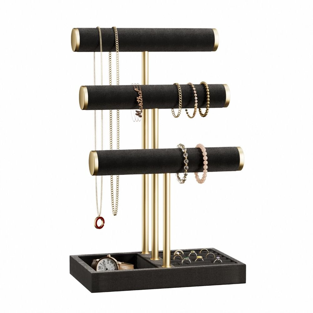 Wooden Bracelet Organizer Stand 3 Tier Necklace Storage Rack Upgraded Jewelry Display Stand  Unisex
