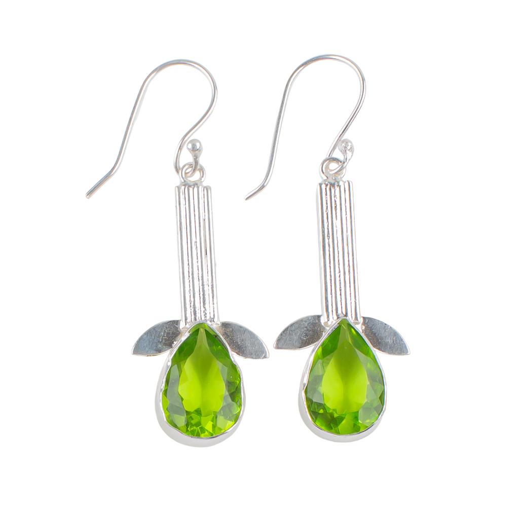 925 Sterling Silver Peridot Gemstone Handmade Jewelry Earrings For Women EE-36-4