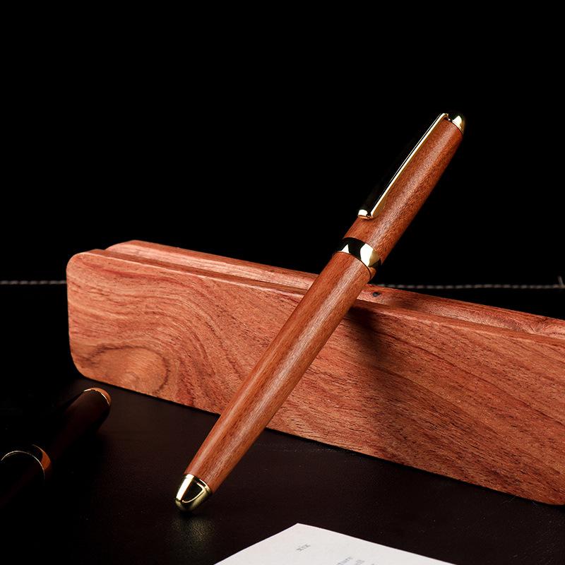 Engraving Brass Fountain Pen for Students - Sandalwood Calligraphy Practice & Business Office Use - Replaceable Ink Cartridge