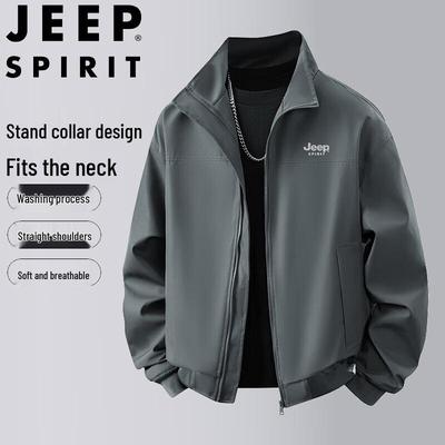 JEEP SPIRIT Men's Spring Autumn Stand Collar Jacket