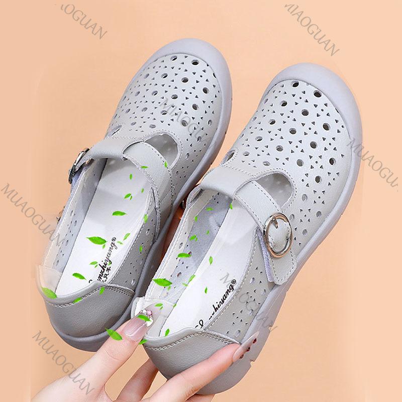 Fashion Retro Baotou Sandals Women Summer Outside Wear New Fashion Flat Bottom Shoes for Women Casual Breathable Hollow Female Moccasin