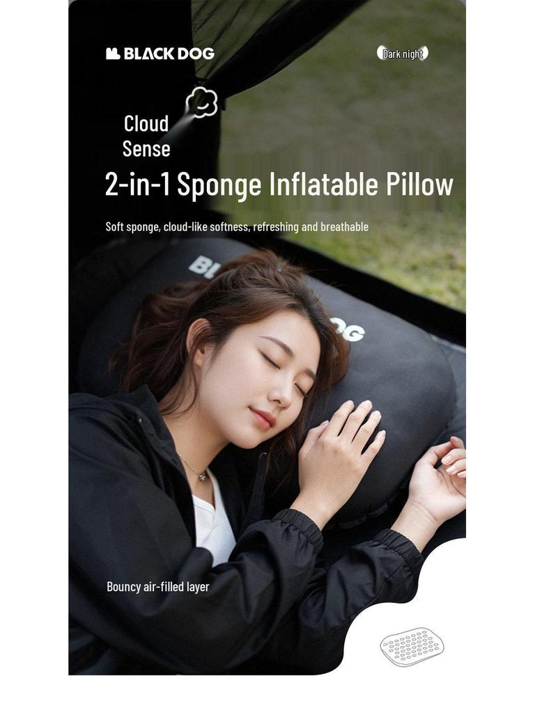 Blackdog Feather Bone Inflatable Travel Pillow for Outdoor, Camping, Sleeping, and Lumbar Support.