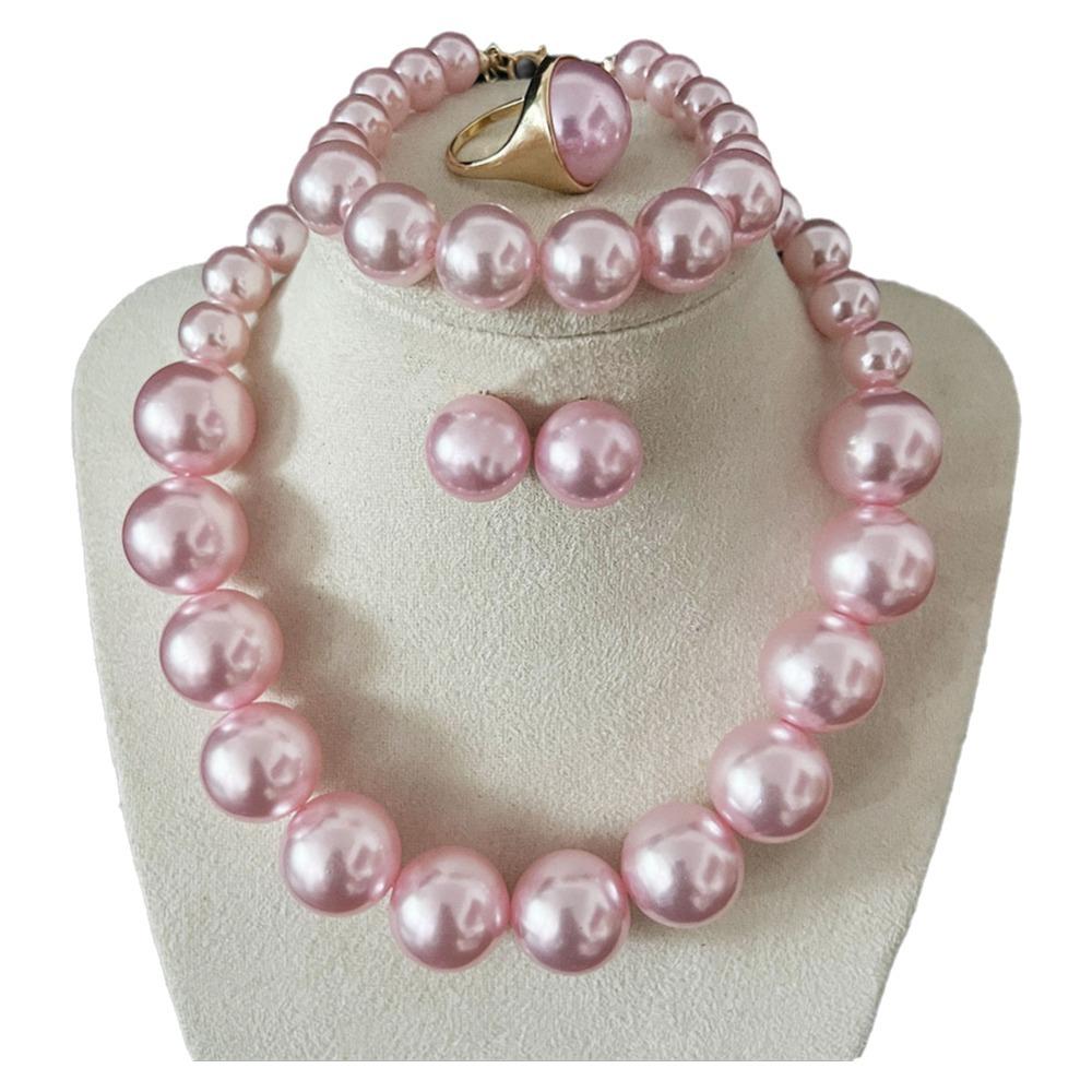 Vintage Style Necklace Bracelet Earring Ring Sets Light Luxury French Pearl Necklace Women