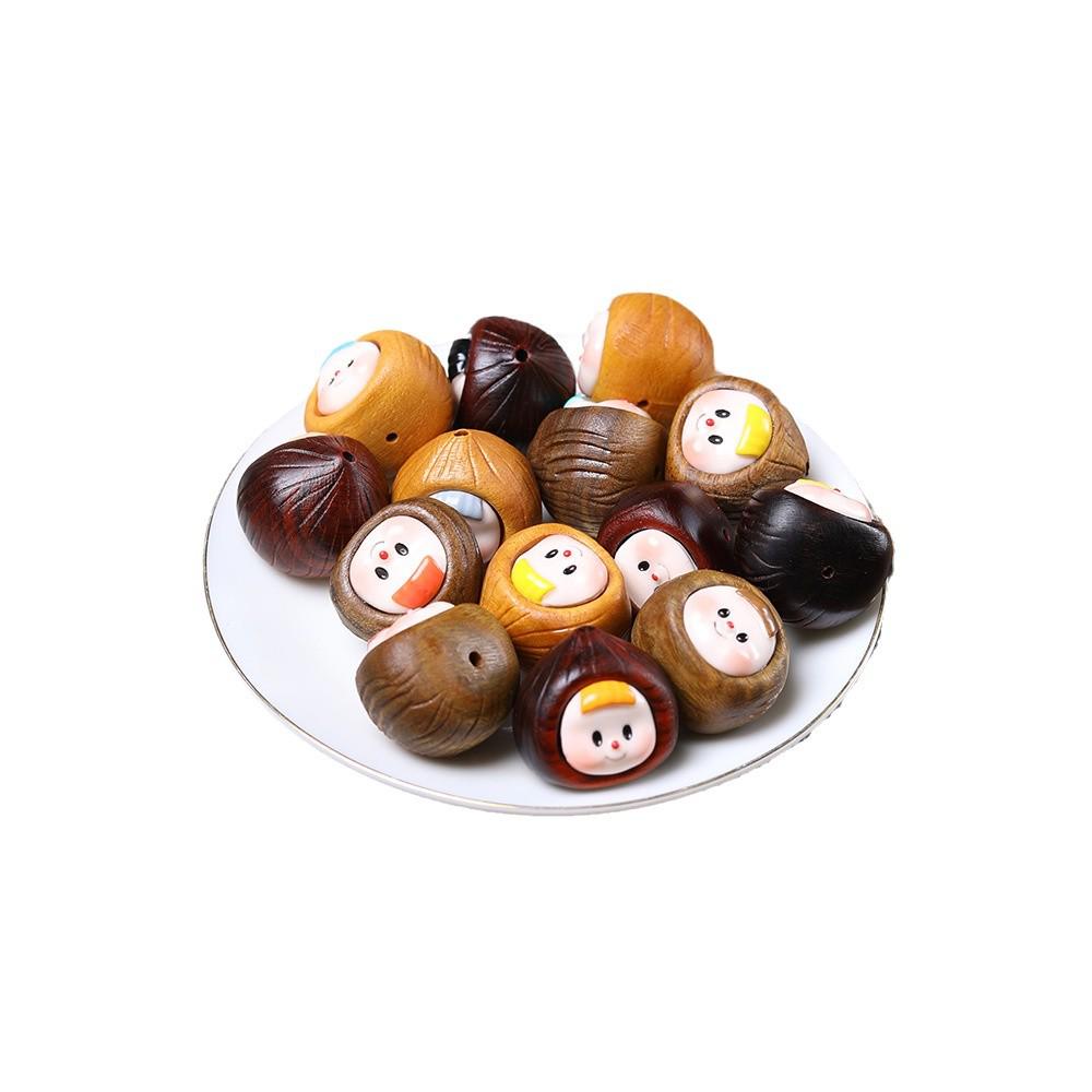 Rosewood Cartoon Chestnut Sister Garlic Pendant in Green Sandalwood Mobile Phone Chain