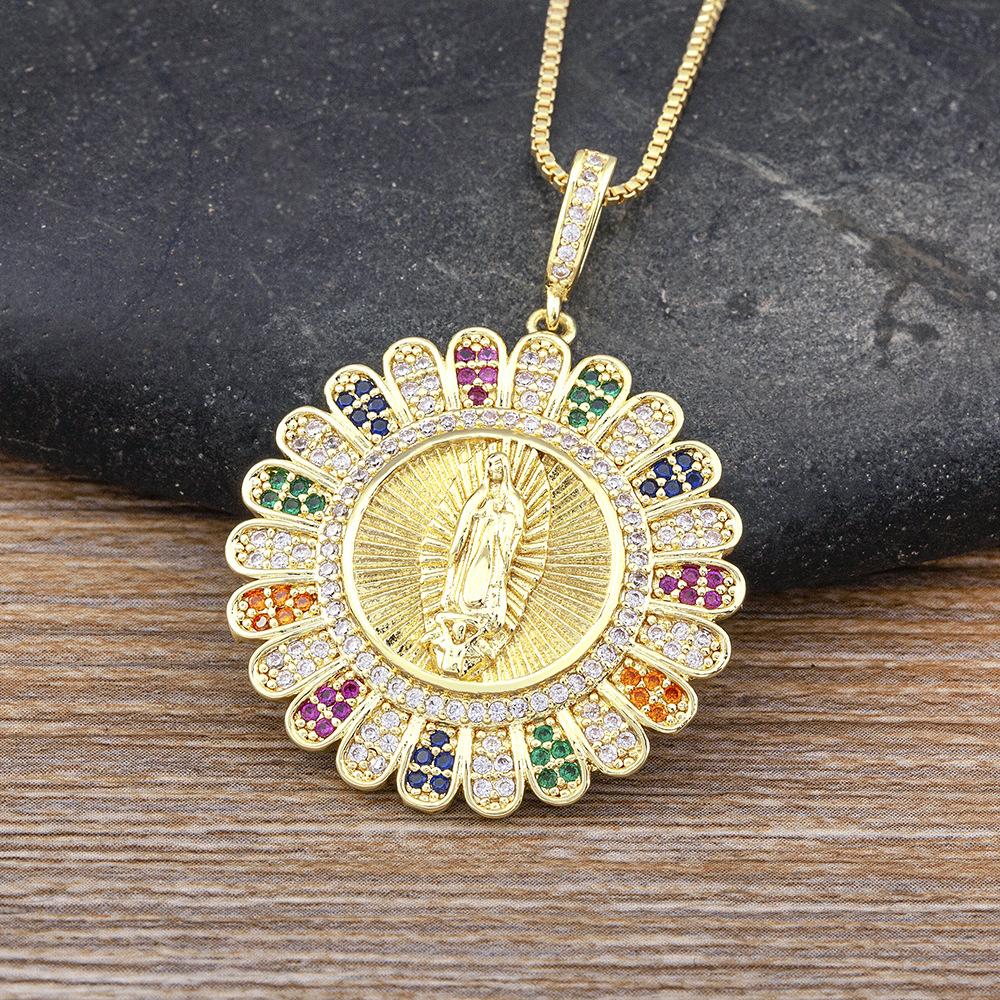 

Женский религиозный горный хрусталь подвеска Дева Мария цепь ожерелье ювелирные изделия аксессуар