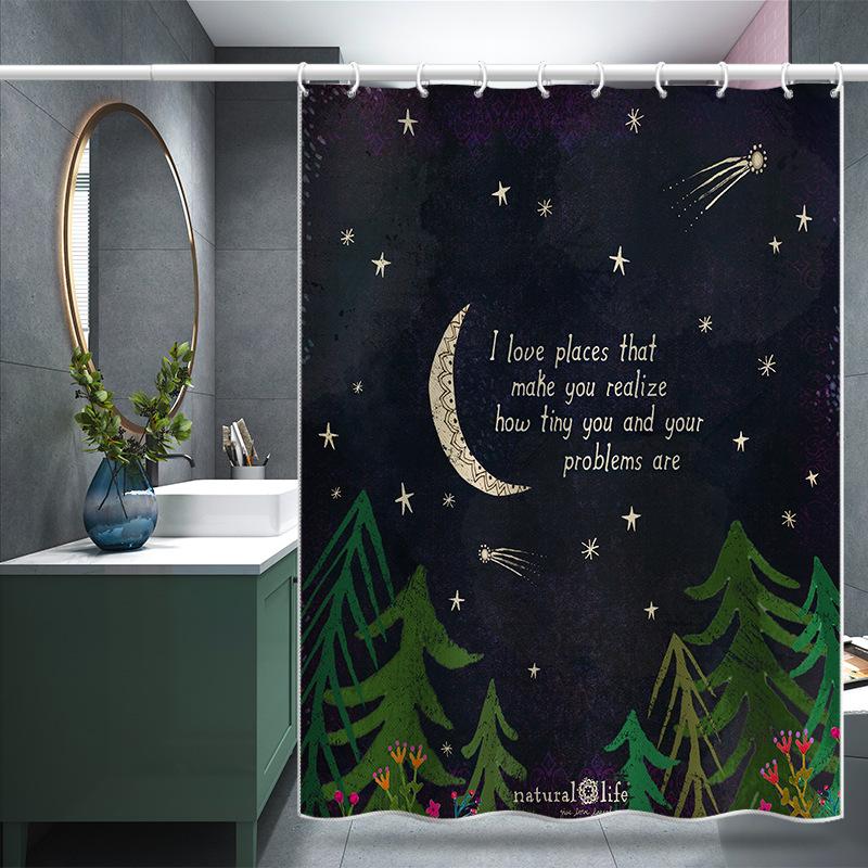 Bad Fortykket Vanntett Gardin Muggsikker dusjforheng Dusj Skillevegger Gardin Dusjgardin Baderomsgardin Fri perforering