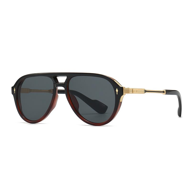 

European American Men s Retro Pilot Sunglasses with Double Bridge Square Frame