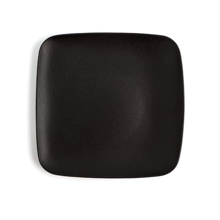 Assiette Plate Ariane Antracita Carré Noir Céramique 20 Cm (12 Unités)