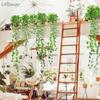 Artificial Grape Leaf Green Vine Sweet Leaf Rattan Plastic Decor for Ceiling Vegetable Fruit Orchard Outdoor Wedding Pendant