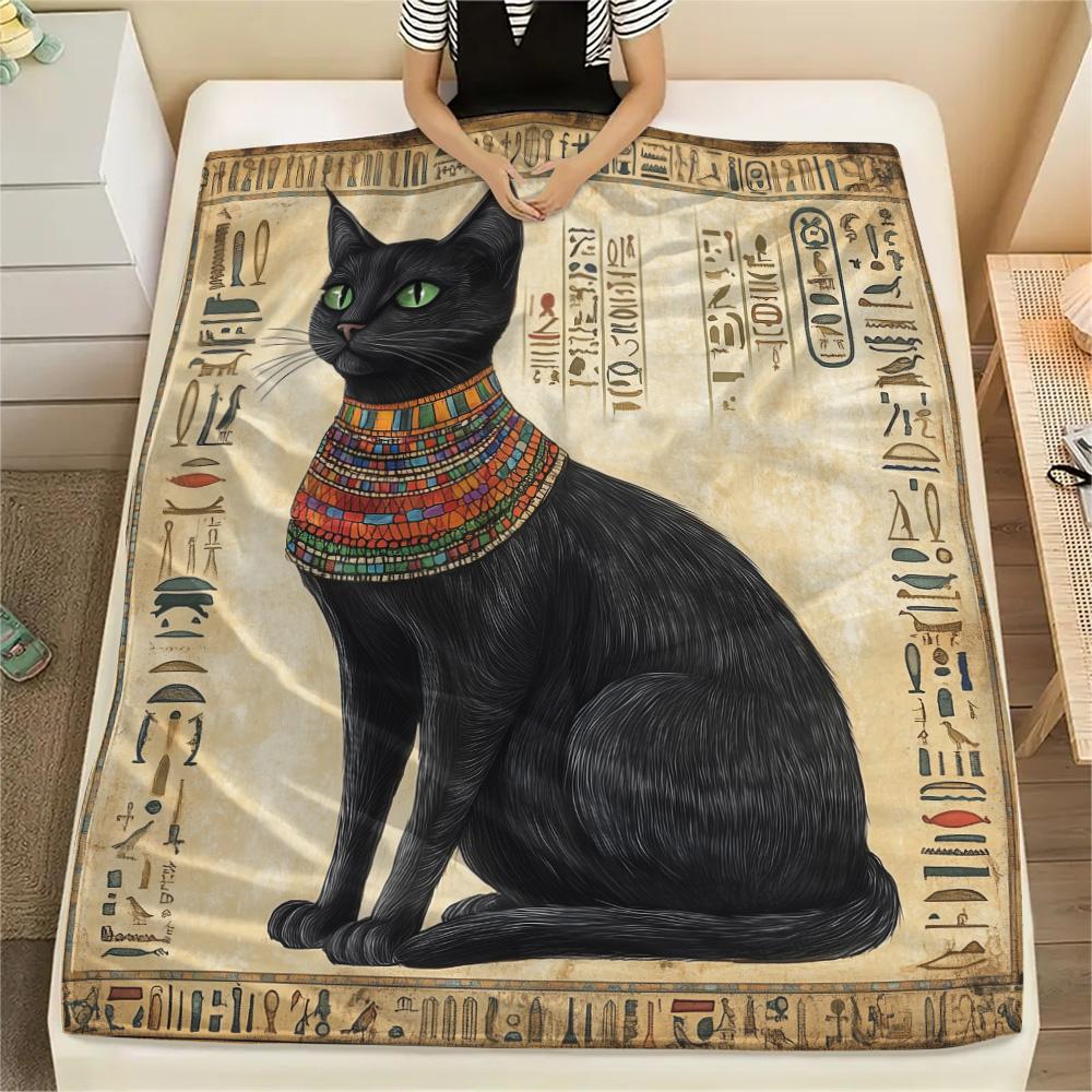 

Egyptian Symbol Animals Print Flannel Blanket, High quality Comfortable for All Seasons, Home Decor, Warmth and Comfort 80cm x 120cm