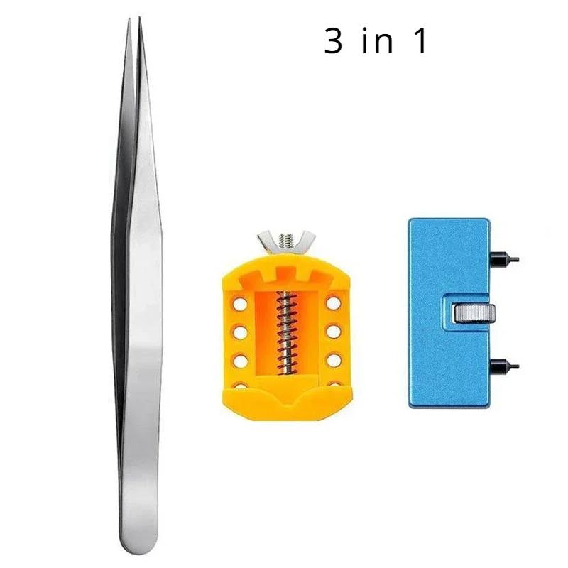 

Набор инструментов для ремонта 3 в 1 Инструмент для снятия задней крышки часов Регулируемый открыватель Съемник задней крышки корпуса часов Открыватель задней крышки корпуса часов Ремонтный съемник Держатель