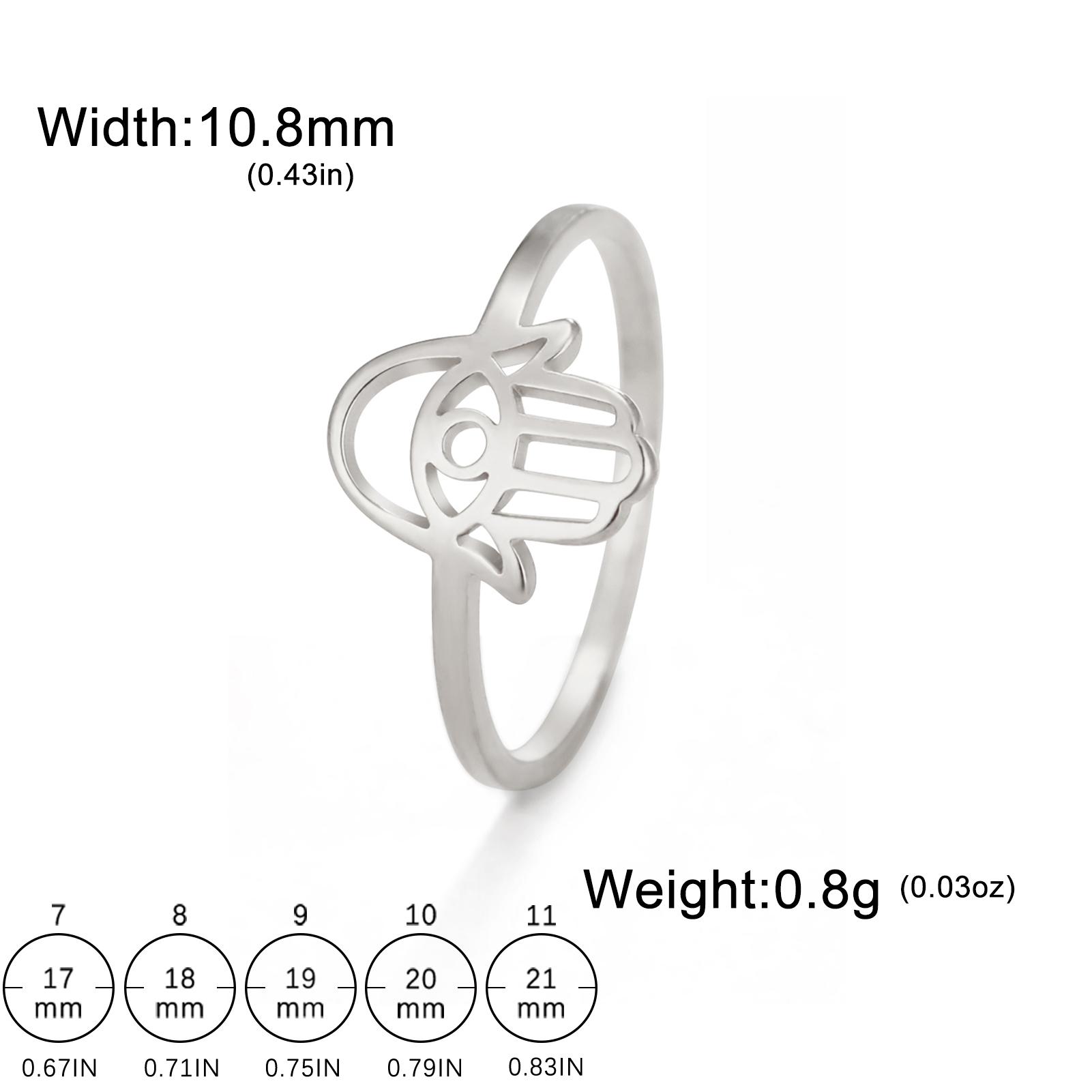 Cazador Vintage Hamsa Hand Evil Eye Ring Stainless Steel Hand of Fatima Finger Rings for Women Amulet Jewelry Gift Wholesale 8 серебряный