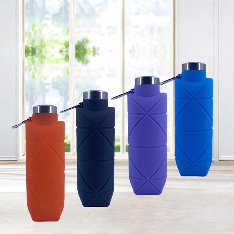 Sticlă de apă pliabilă reutilizabilă din silicon fără BPA, pliabilă, sticlă de apă de călătorie, stil fitness camping, drumeții spo