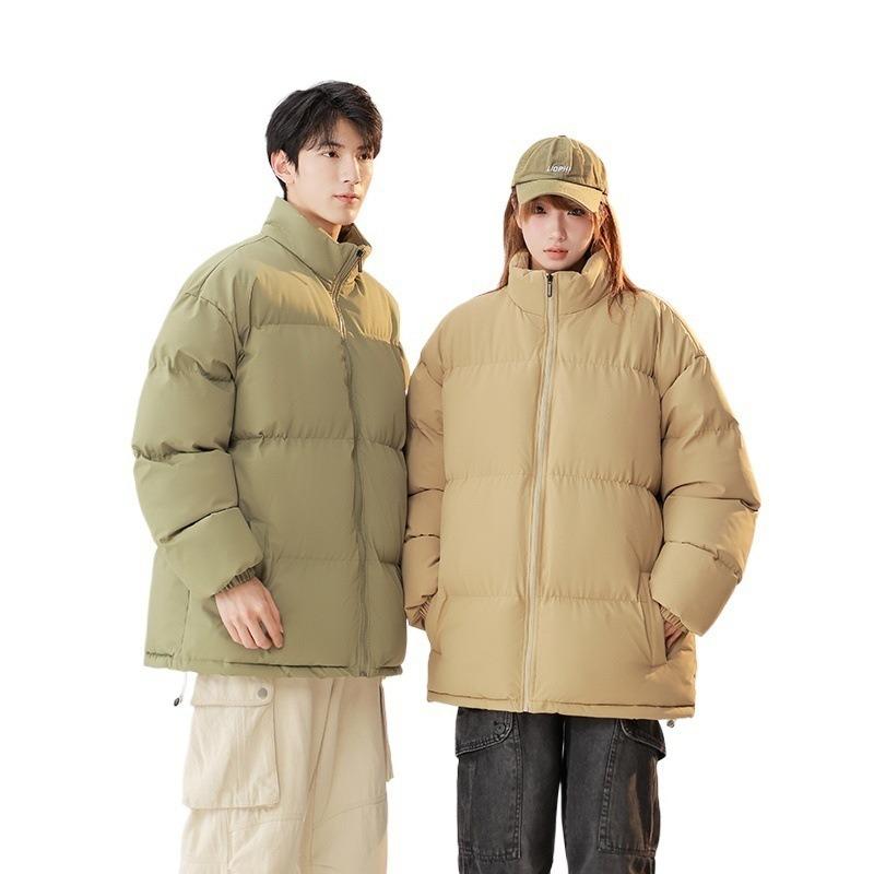 Autumn New Cotton-padded Clothes Couple Solid Color Stand-up Neck Cotton-padded Clothes Men's Fashion Trend Cotton-padded Clothes Thickened Warm Bread