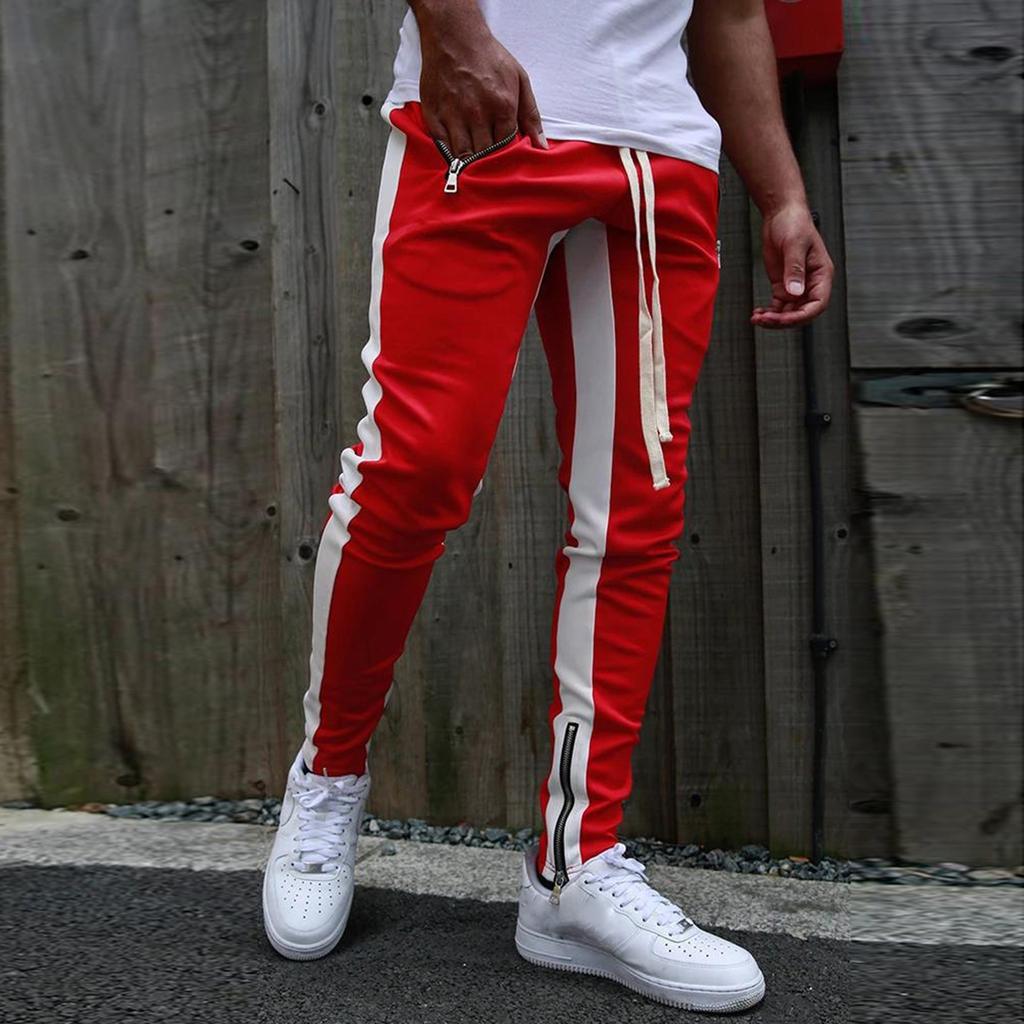 Spring And Autumn Sports Fitness Solid Color Trousers Men's Loose Running Casual Large Size Sweatpants Cotton