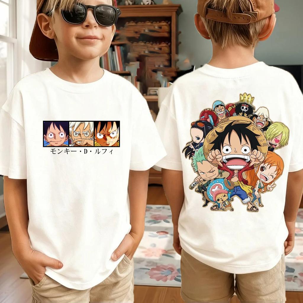 New One Piece Japanese Anime Printed Men's T-Shirt Roronoa Zoro Boy Children's Harajuku Short Sleeve Kids Luffy T-shirt Clothing