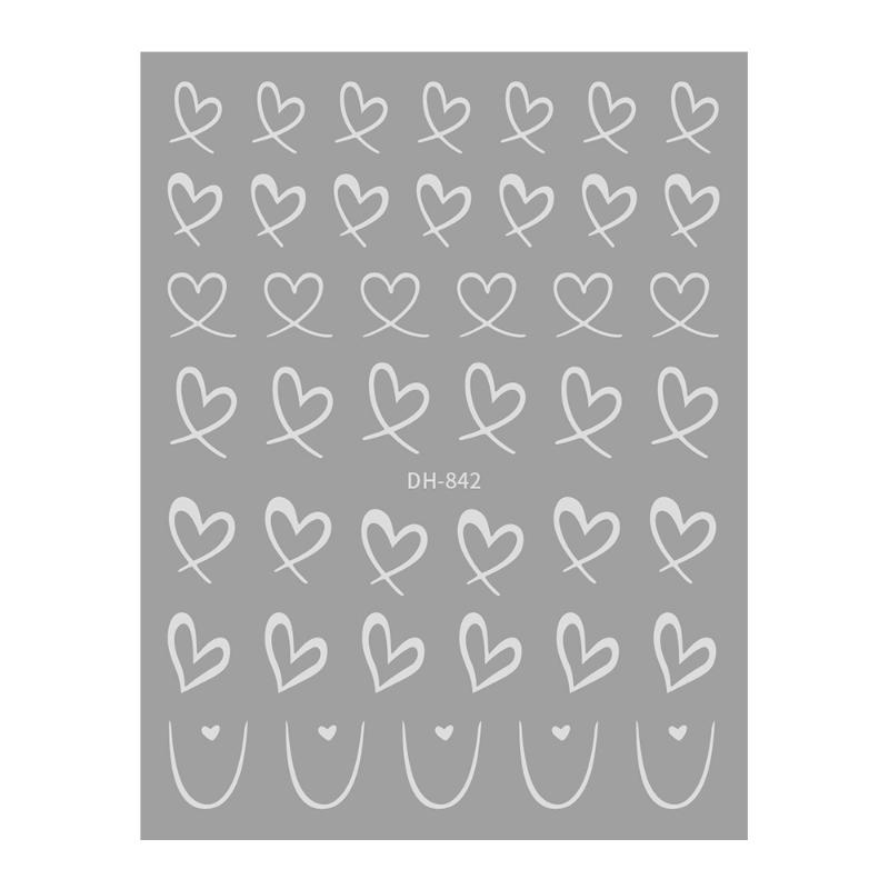 

1 Sheet Nail Art Stickers 3D Cute Heart White Gold Silver Lines Love Heart Nail Decals Diy Adhesive Slider Manicure Decorations Silver