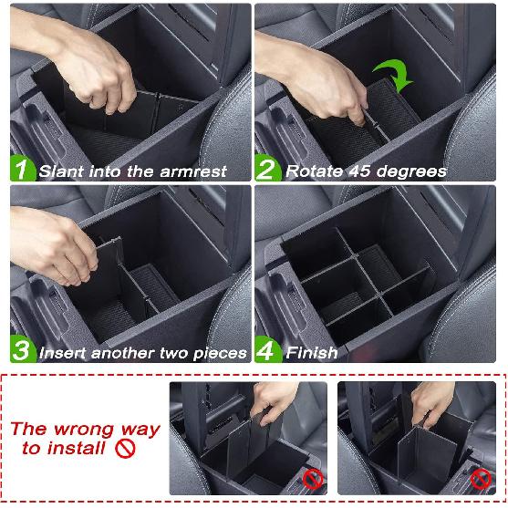 JKCOVER Center Console Dividers Organizer Compatible With Toyota Tacoma 2016-   Accessories,Ert Box ABS Secondary Storage