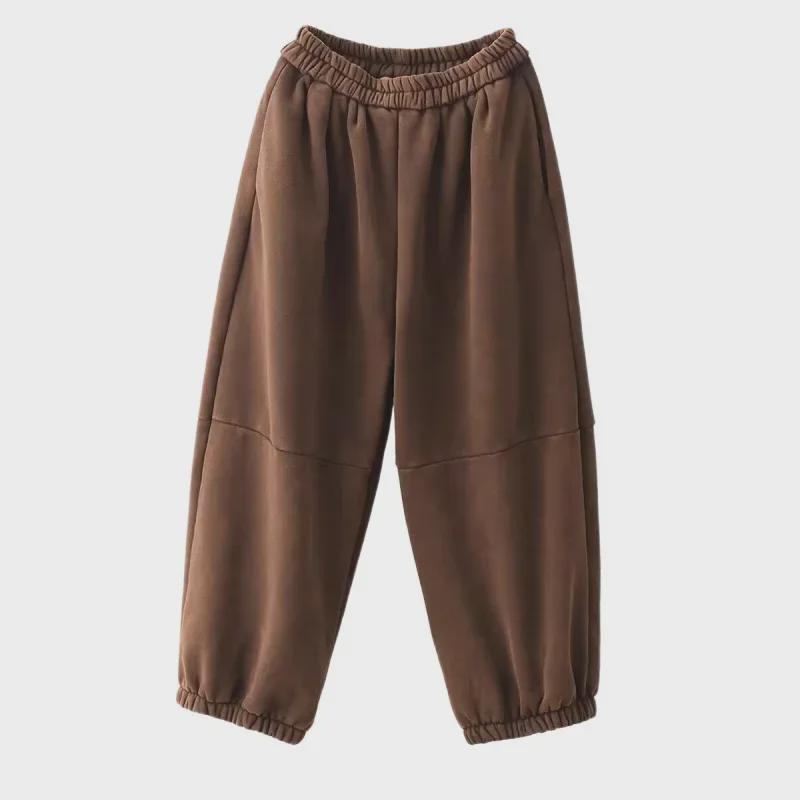 2024 Women's Winter Casual Plush Sweatpants - Artistic Splicing, Soft, Warm, Thickened Design