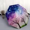 1pc night sky trees Automatic Folding Umbrella, Heavy Duty 8 Rib Iron Frame,  Suitable for Travel, Daily Use, Birthday, Decor Gift  04