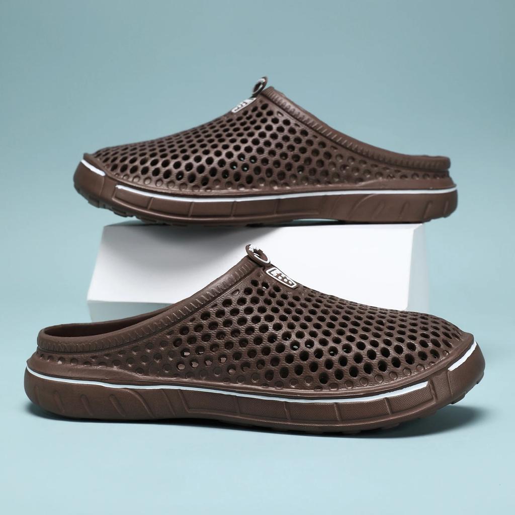 Men Shoes 2025 Beach Slippers Unisex Hollow Out Casual Women Beach Sandal Flip Flops Shoes Non-slip Size 36-45 Mens Slippers