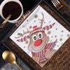 Christmas Reindeer Snowflake Square Paper Napkins - Food Grade Soy Ink, Disposable